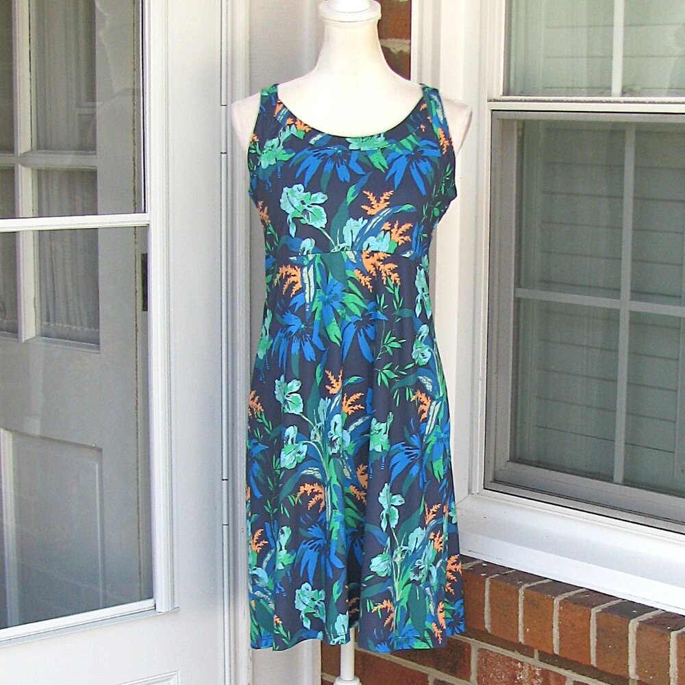 Columbia Sportswear Co Midway Bay sleeveless pullover dress Small tropical palm